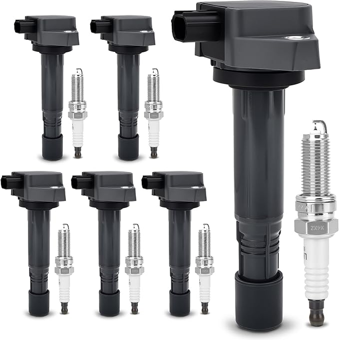UF624 Ignition Coil & 97390 Double Iridium Spark Plug for Acura 10-13 MDX,13-15 RDX,10-13 ZDX/Honda 09-15 Pilot,09-14 Ridgeline 3.5L 3.7L Replaces# 30520-RN0-A01, E1124