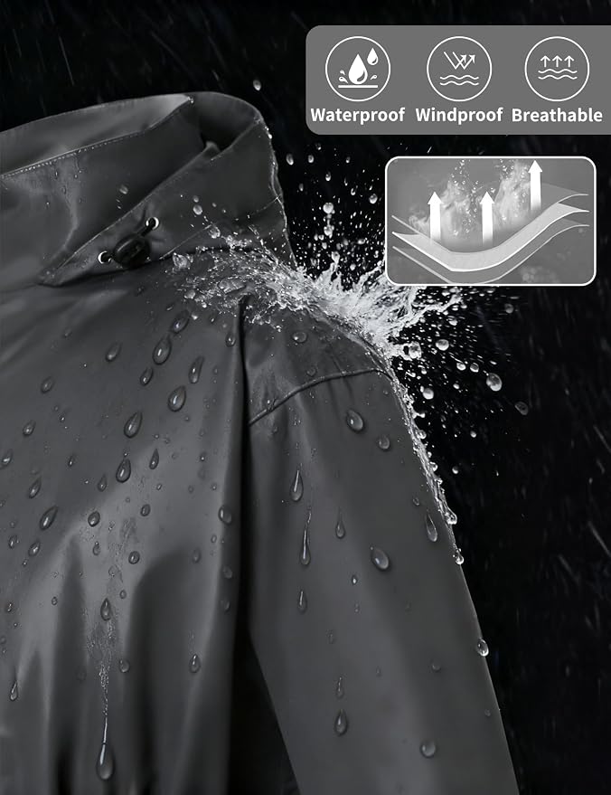 Rain Suit for Women Waterproof Hooded Rain Gear Rain Jacket and Pants 2 Piece Breathable Rain Coat Outdoor