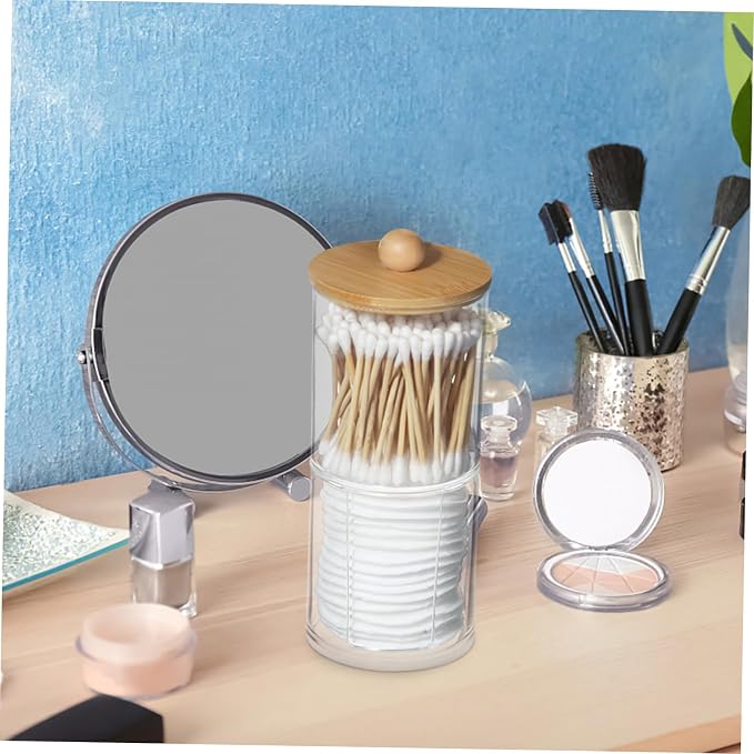 Cotton Puff Organizer Lid Portable Cotton Pads Storage Box for Makeup Removal and Swabs Stackable Clean Design for Bathroom and Vanity Use