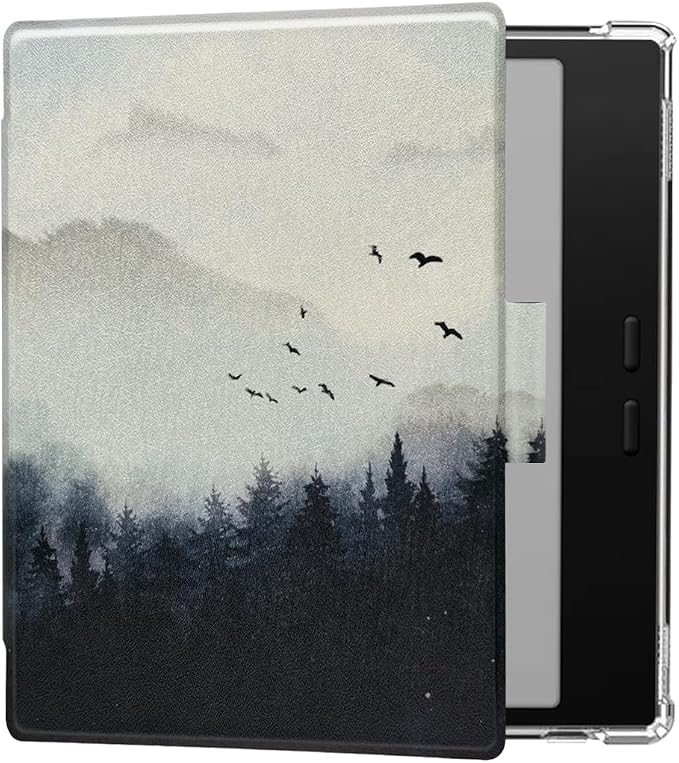 Pen Holder Case for Onyx Boox Go Color 7 (Gen 1/2, 2024/2025) / Boox Go 7 Ultra-Thin Enhanced Auto Sleep/Wake Cover with Transparent TPU Back & Magnetic Closure (Misty Forest)