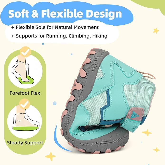 Mishansha Kids Water Resistant Hiking Boots, Boys Girls Anti Collision Anti-Skid Athletic Outdoor Adventure Trekking Shoes