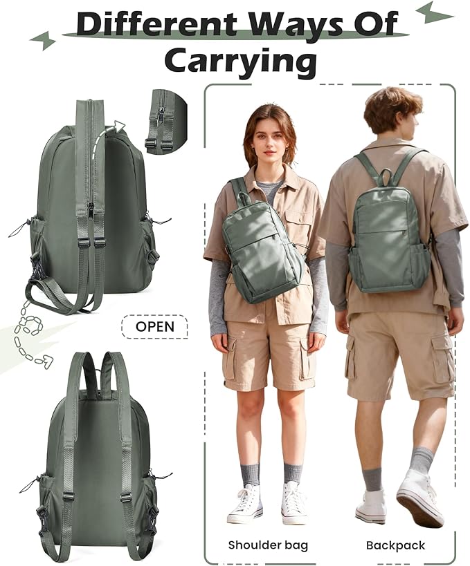 SEAFEW Green Latge Pickleball Sling Bag for Men and Women, Lightweight Pickleball Crossbody Backpack with Skin-Soft Fabric & Water Bottle Holder,
