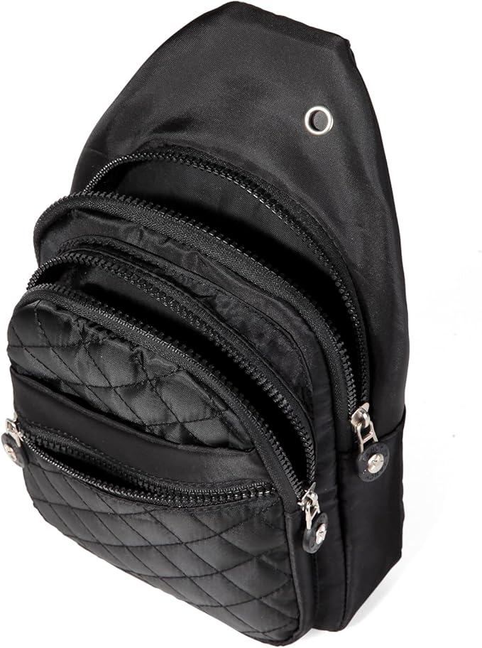 AOSTIHOT Crossbody Small Sling Backpack Sling Bag for Women, Chest Bag Daypack Crossbody for Travel Sport Running Hiking Dark Black