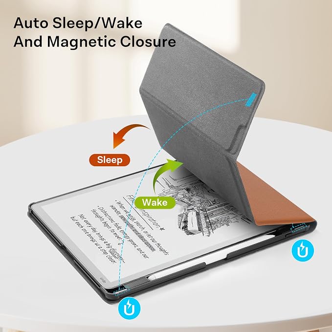 CoBak Case for 11" Kindle Scribe 3rd Generation 2025, Kindle Scribe Colorsoft with Two Viewing Angles - All New PU Leather Cover with Auto Sleep Wake, Pen Holder. Brown