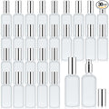 Roshtia 30 Pcs Glass Spray Bottle Clear Empty Bottles Small Refillable Reusable Perfume Bottle with Fine Mist Sprayer Pump for Face Body Travel(3.4 oz,Silver)