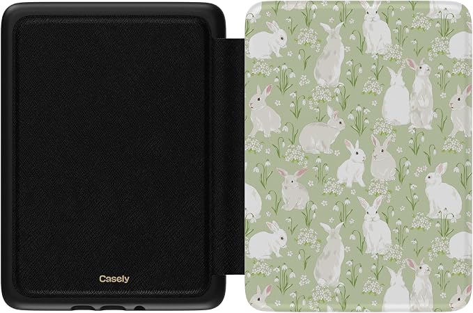 Casely Kindle Case | Hop to it | Green Bunny | Compatible with 7” Kindle Colorsoft and 7” Kindle Paperwhite (12th Gen 2024 Models)