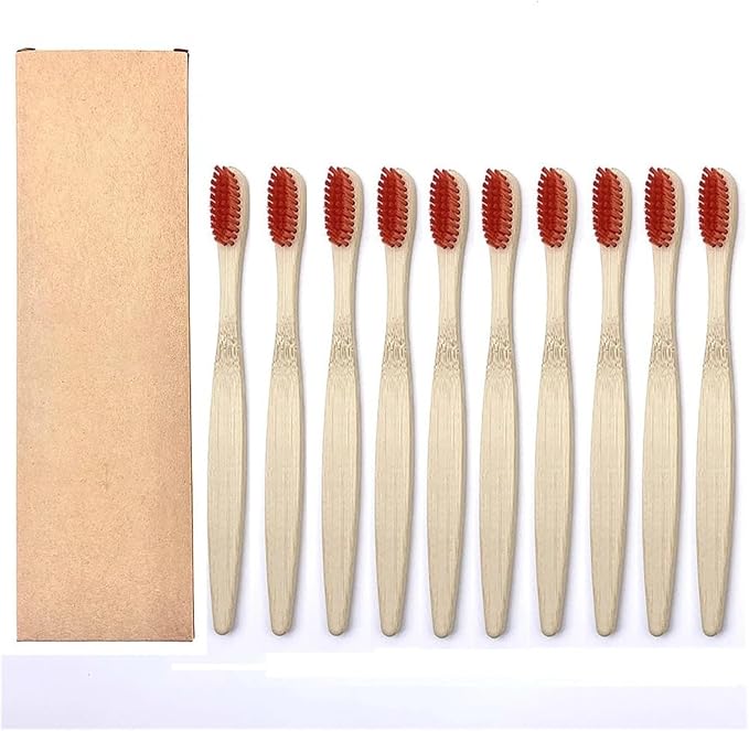Manual Toothbrush 10PCS Colorful Toothbrush Set Soft Bristle Teeth Whitening Toothbrushes Soft Care Toothbrush(10PCS Red Color)