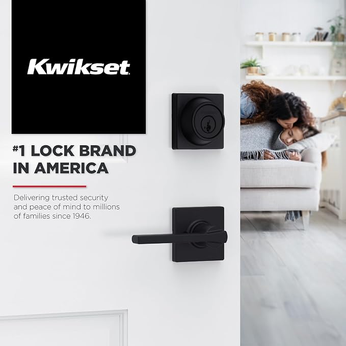 Kwikset Casey Interior Privacy Door Handle with Lock, Door Lever for Bathroom and Bedroom, Polished Chrome Reversible Keyless Turn Lock (Pack of 2)