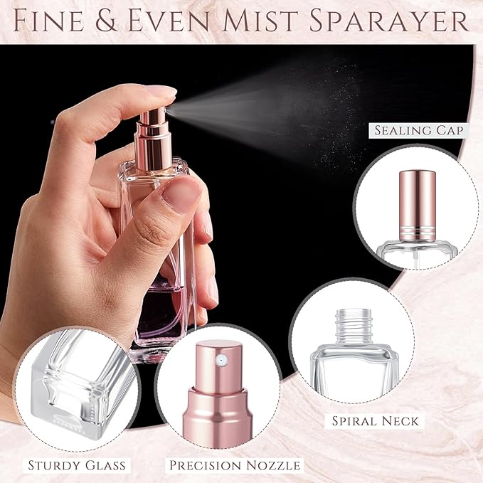 Domensi 30 Pcs 10/15/20/30 ml Perfume Travel Refillable Glass Bottles Spray Bottle Perfume Atomizer for Cologne Dispenser Leak-proof Fragrance Bottles Atomizer Pump Kit (30 ml,Rose Gold)