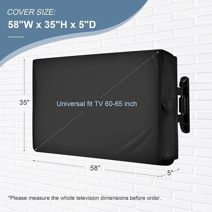 ULTCOVER Waterproof TPE Fabric Outdoor TV Cover with Anti-scratch Liner for 60-65 inch Outside Flat Screen Televisions
