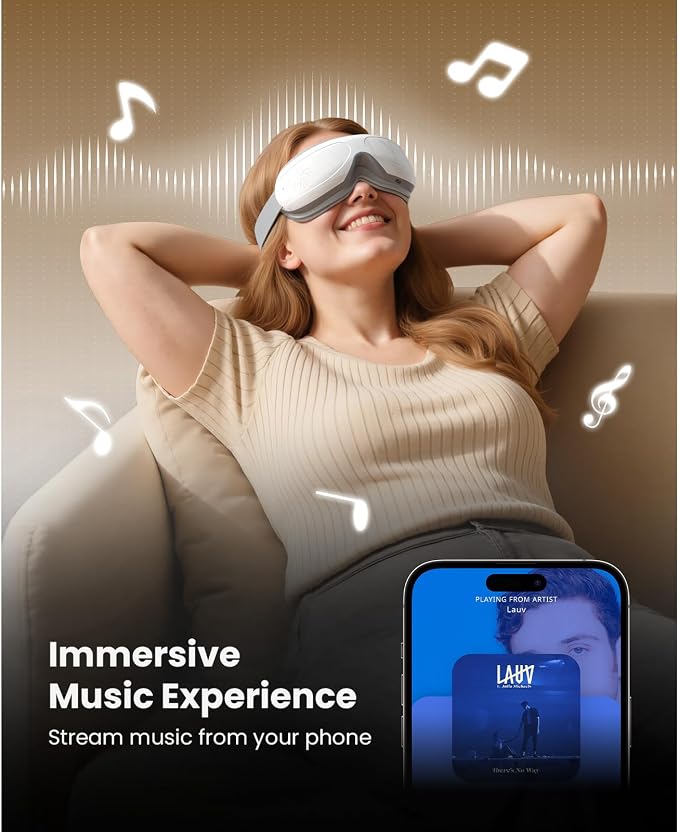 BOB AND BRAD Eye Massager with Heat FSA Eligible HSA, Birthday Gifts for Women Men Mom EyeOasis 2 Heated Eye Mask for Migraines with Music, Smart Migraine Massager for Dry Eyes Relief & Improve Sleep
