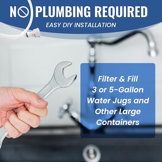 Water Filtration System – Certified by IAPMO R&T to NSF 53 Standards | Filter & Fill 5-Gallon Jugs from Any Garden Hose Faucet | Outdoor Faucet Compatible | Reduces Chlorine, Lead, Cysts & VOCs