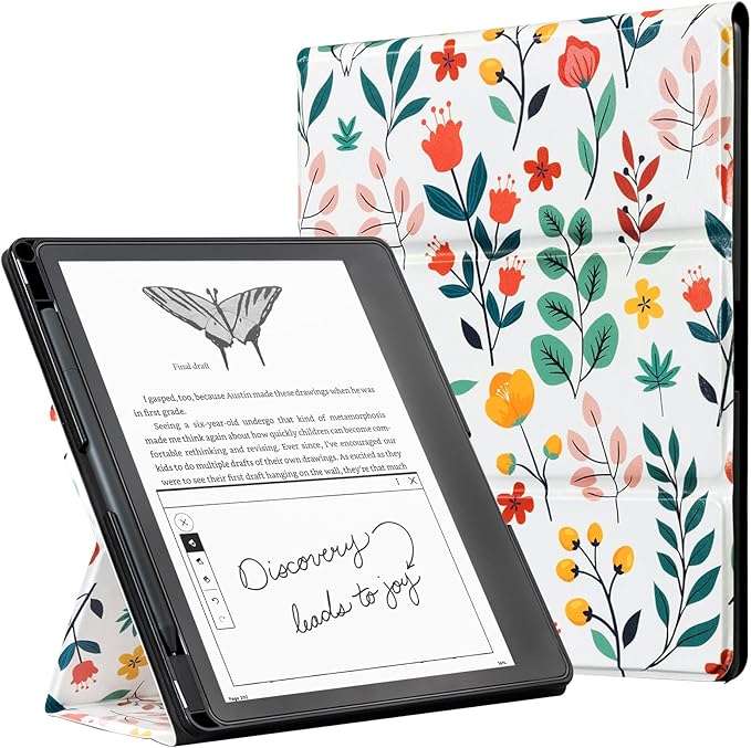 CoBak Case for E-Reader - All New PU Leather Cover with Auto Sleep Wake Feature for Tablet Reader 10.2" 2022 & 2024 Released with Pen Holder (not Compatible with Remarkable),Bloomwave