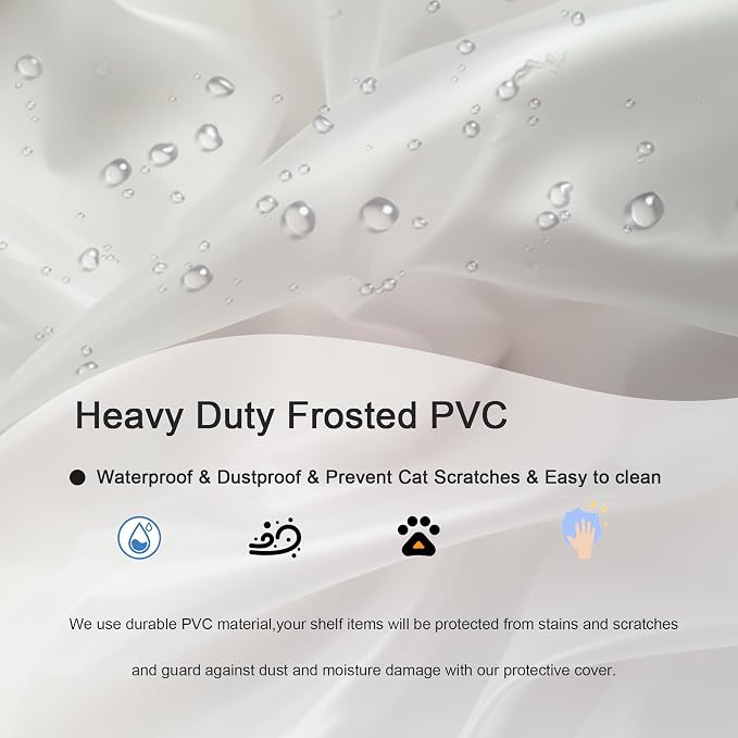 Frosted Wire Shelf Cover with Zipper, Waterproof Dustproof PVC Rack Cover for 48 x 18 x 72 Inch Wire Shelving, Semi-Transparent, Helps Hide Clutter, Cover Only