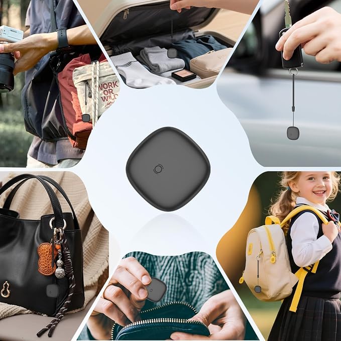 Air Tracker Tags-4 Pack for Android, Bluetooth Luggage Tracker Anti Lost Keys Finder/Item Locator with Holder Case Work with Google's Find Hub for Key, Backpack, Luggage, Wallet, Precise Position
