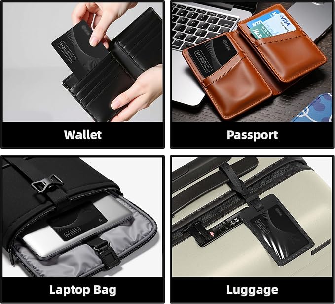 Wallet Tracker Card,Thin Finder, Item Finders Works with Apple Find My (iOS Only), IP68 Waterproof Item Locator for Luggage Tags, Passports, Bags (2 Black)