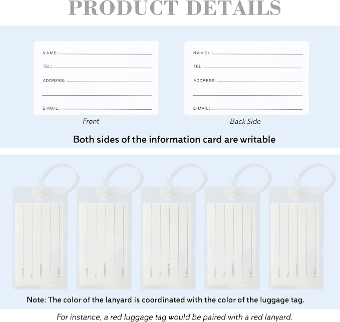 50 Pack Luggage Tags for Suitcases, Airplane Travel Essentials for Flying, International Travel Must Haves, and Luggage Accessories by Sodsay