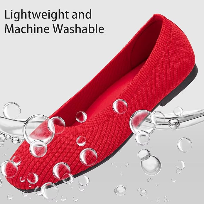 Frank Mully Women's Flats Square Toe Flats Comfortable Slip on Washable Ballet Flats Shoes for Women Dressy Work