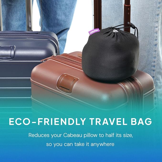 Cabeau Softest Neck Pillow for Travel – Evolution Earth Deluxe – 360° Head, Neck and Chin Support for Sleeping – Sustainable Memory Foam - Removable, Washable Cover with Compact Carrying Case (Terra)