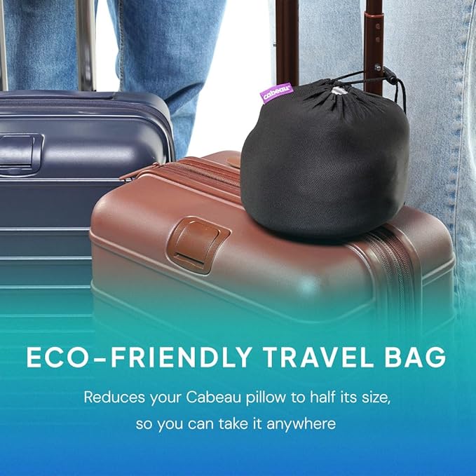 Softest Neck Pillow Ever for Travel – Evolution Earth Deluxe – 360° Head, Neck and Chin Support for Sleeping – Sustainable Memory Foam - Removable, Washable Cover with Compact Carrying Case (Wind)