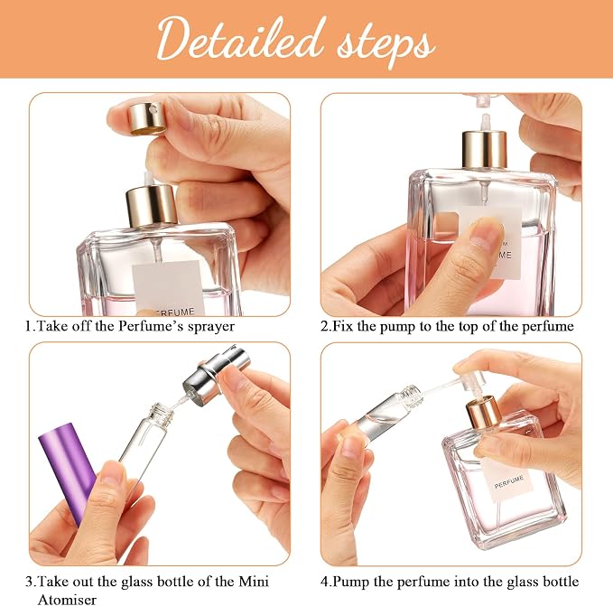 Motiskyy 140 Pcs 5 ml Perfume Travel Refillable Atomizers Bulk Mini Cologne Atomizer Sprayer with Perfume Refill Pump Dispenser Pump Transfer Tool(Rainbow Color)