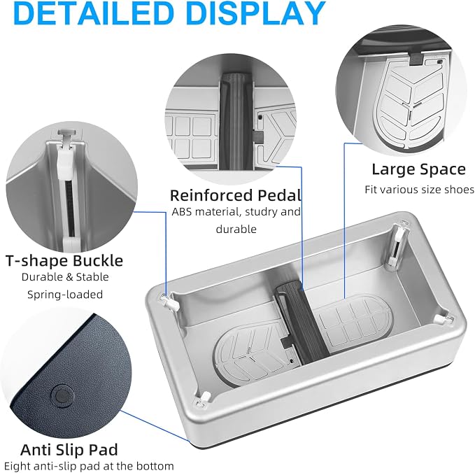 Shoe Covers Dispenser with 200pcs Disposable Shoe Covers Non Slip, Automatic Shoe Cover Machine,Fits Size Up to 11 US Men, for Home, Office, Factory, Supermarket, Silver