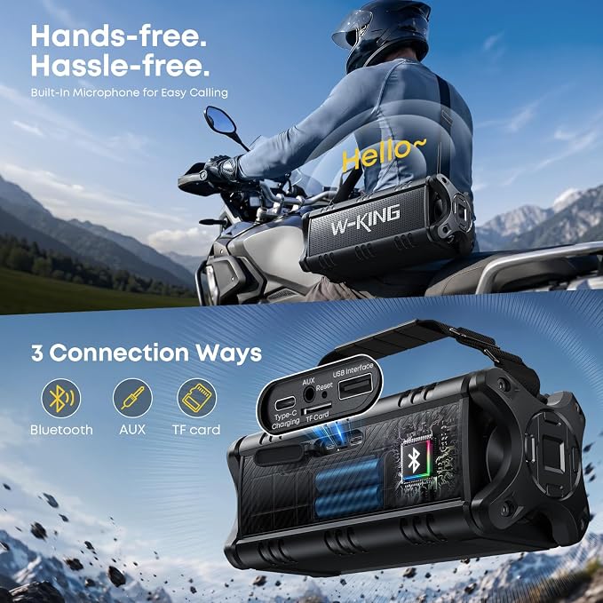 W-KING Bluetooth Speaker, 90W Max Loud IPX6 Waterproof Portable Speaker, 50W Deep Bass/Subwoofer *2/40H/EQ/TF/AUX, 105dB Large Boombox Outdoor Speakers Bluetooth Wireless for Party/Camping/Jobsite