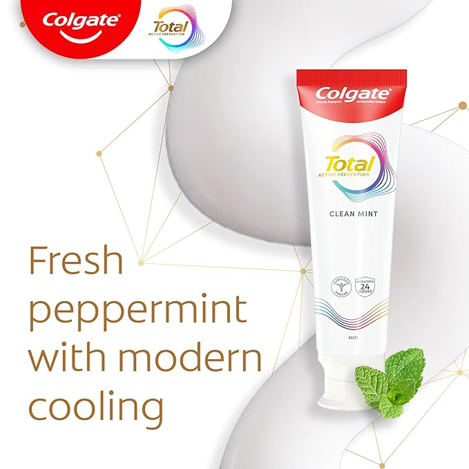 Colgate Total Active Prevention Clean Mint Toothpaste, Anticavity Toothpaste with Fluoride, Clinically Proven to Help Fight Plaque Bacteria, Helps Minimize Bad Breath, 5.1 oz