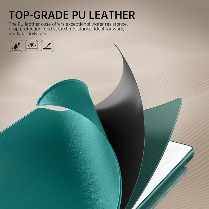 MoKo Magnetic Case for All-New 10.2" Kindle Scribe (2024/2022 Released) - Slim Folio Premium PU Leather Cover with Pen Clasp & Auto Sleep Wake for Kindle Scribe 10.2 Inch, Jade Green