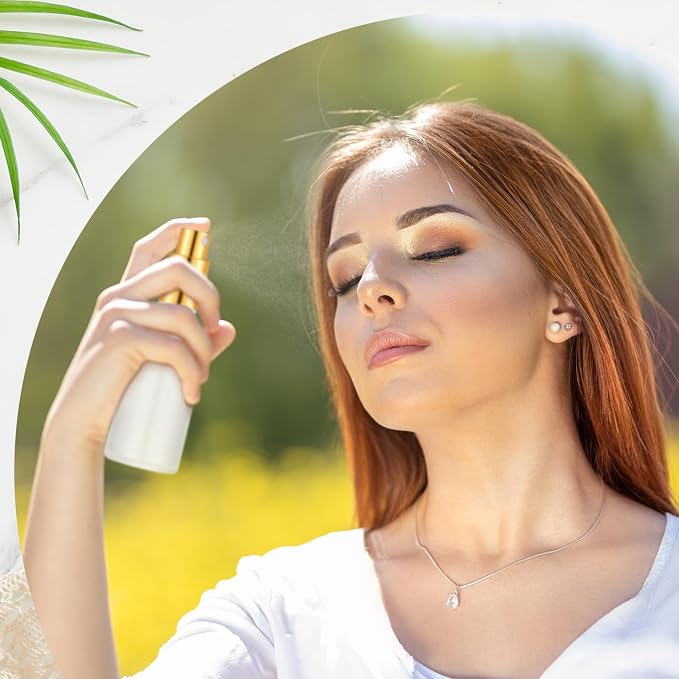 Roshtia 30 Pcs Glass Spray Bottle Clear Empty Bottles Small Refillable Reusable Perfume Bottle with Fine Mist Sprayer Pump for Face Body Travel(1.69 oz,Gold)