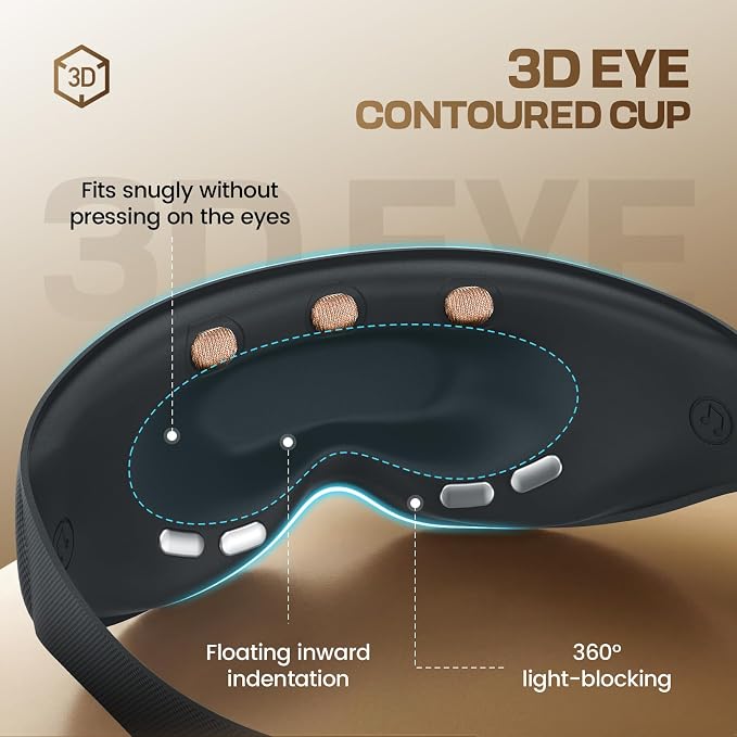 AI Eye Massager with Heat, EMS Microcurrent Massage, 3D Wireless Sleeping Eye Masks, APP Data Analysis, Deep Sleep, Sleep Mon*itoring Fatigue Relief for Insomnia and Business Travel Group, Gray