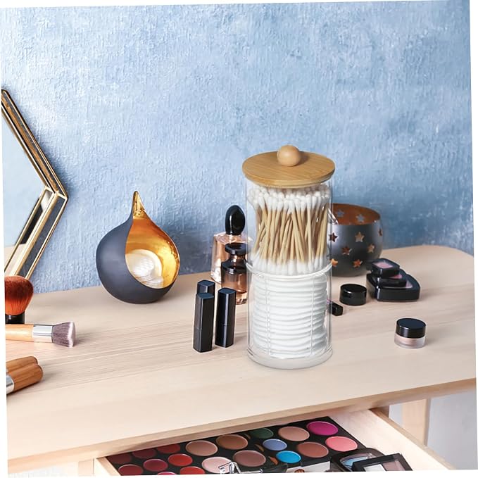 3pcs Cotton Pad Dispenser Storage Box Makeup Organizer for Cotton Swabs Puff and Accessories Portable Round Container for Vanity and Travel Elegant Design Stackable Layers