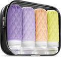 100 ml Silicone Travel Bottles for Toiletries with Labels/Clear Bag, Holiday Travel Essentials Leakproof Refillable Squeeze Travel Size Containers Set for Shampoo and Conditioner
