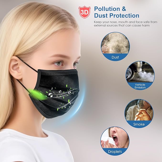 NNPCBT 5 Color Disposable Face Masks 100 Pack,3-Ply Breathable Mask For Adults,Great For Outdoors,Home, Office, School