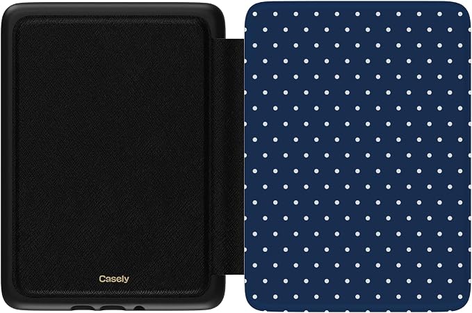 Casely Kindle Case | On the Dot | Navy Polka Dot | Compatible with 7” Kindle Colorsoft and 7” Kindle Paperwhite (12th Gen 2024 Models)