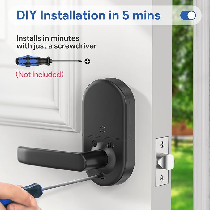 Keypad Door Lock with Handle: Keyless Entry Smart Lock for Front Door, NICE DIGI Electronic Digital Door Lock, Easy Installation