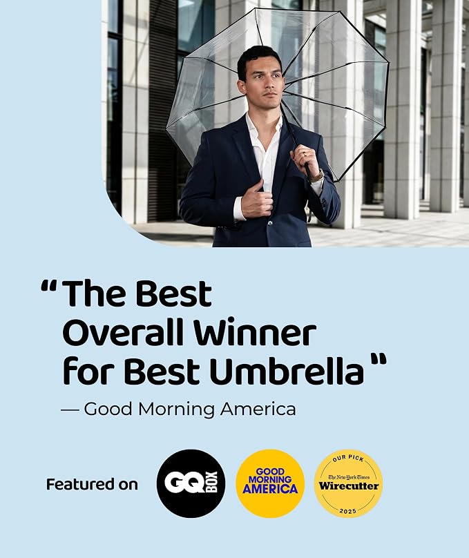 Repel Windproof Travel Umbrella - Compact & Withstands Winds up to 100MPH , Strongest Premium Auto Folding Umbrella for Rain and Sun - Durable, Light & Portable for Women & Men , Fits Backpack & Cars