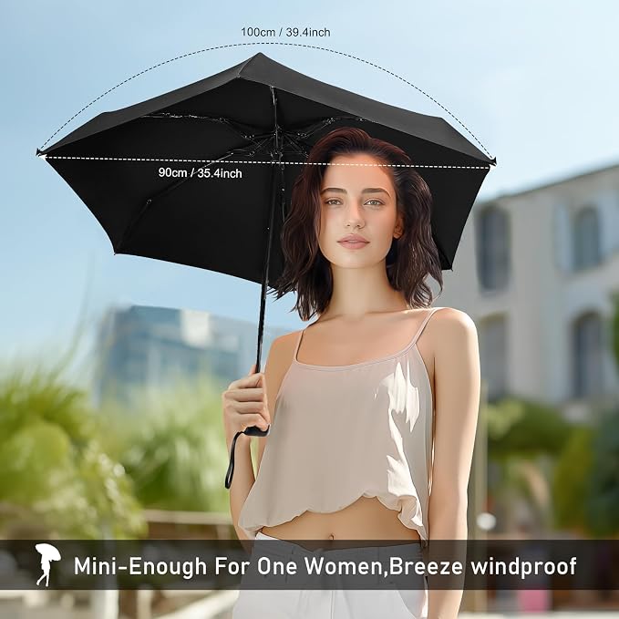 Mini Umbrella - Compact, Waterproof Travel Umbrella for Light Rain, Suitable for Women's Purse and Pocket