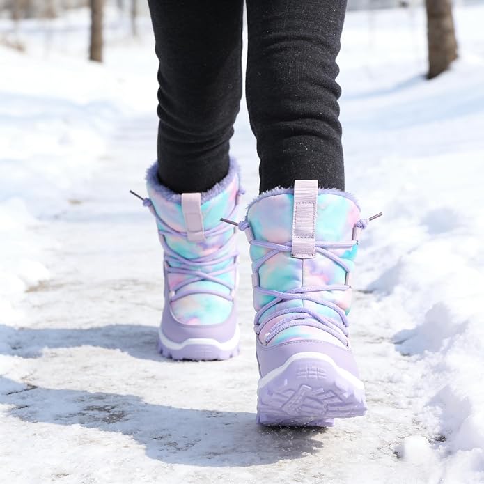 CIOR Winter Snow Boots for Boy and Girl Outdoor Waterproof with Fur Lined(Toddler/Little Kids)