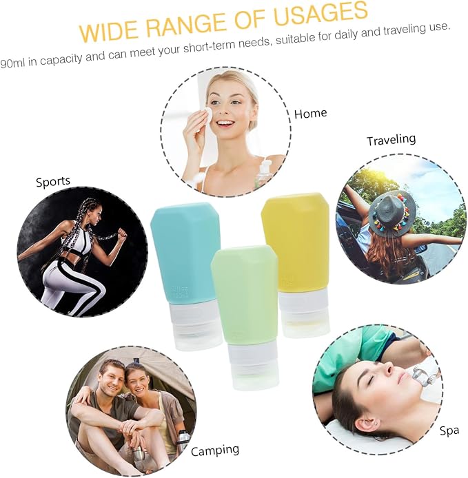 PRETYZOOM 6pcs Travel Toiletry Bottles Set Silicone Containers for Shampoo Lotion and Cream Leakproof Design for Easy Squeeze for Travel and Cosmetics