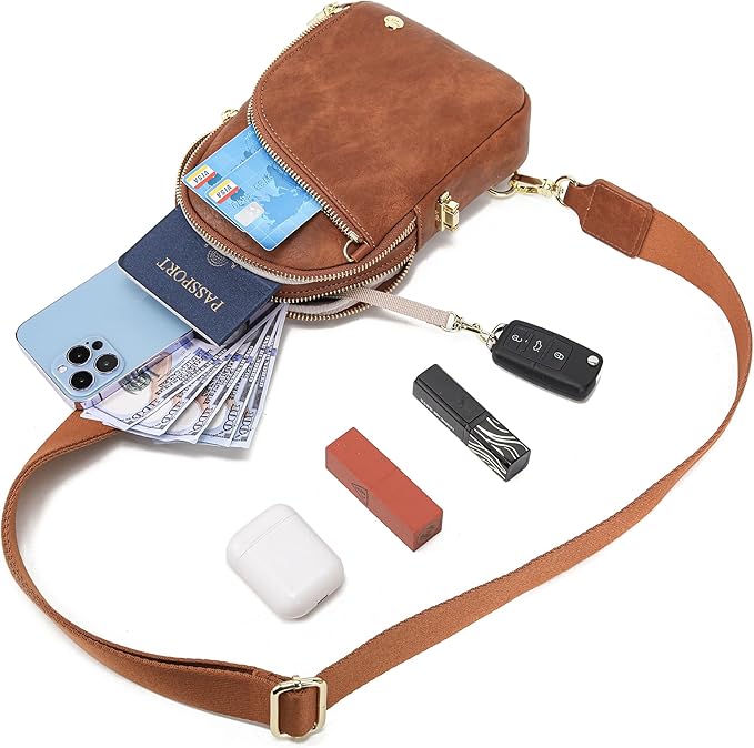 INICAT RFID Blocking Sling Bag, Anti Theft Crossbody Bag for Women Compact Travel Purses Vegan Leather