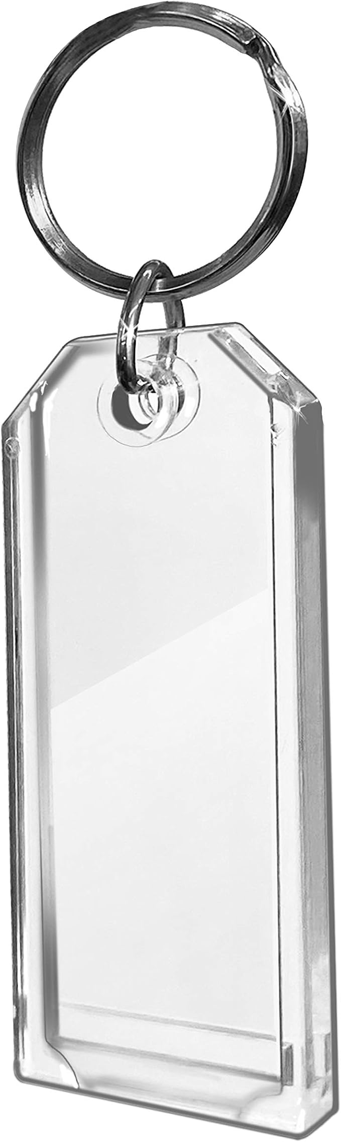 Premium Key Tag 3” Slip-Slot Plastic Heavy Duty (Clear Crystal Color) (16 Pack) (Label and Ring included) (Made in USA)