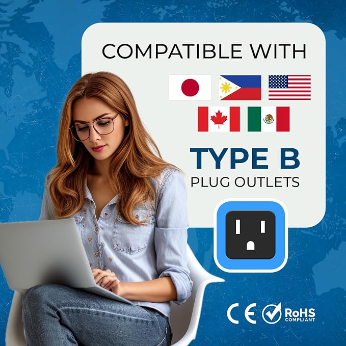 OREI USA, Canada Adapter Plug, Europe, UK, China to US American Adaptor - Grounded - Type B - Universal Socket - EU to US - 4 Pack