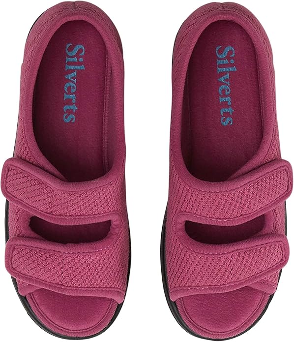 Silverts Women’s Adaptive Clothing Easy Close Sandals, Adjustable Wide Fit Shoes for Elderly, Nursing Home & Assisted Dressing