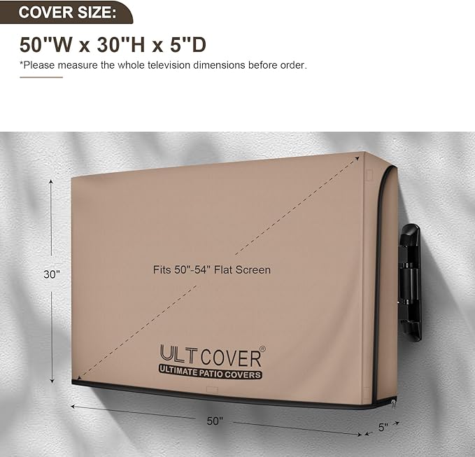 ULTCOVER Waterproof Outdoor TV Cover Double Layers with Clear Front Flap for 50-54 inch Outside Flat Screen Televisions