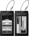 Luggage Tags Business Card Holder by TUFFTAAG - Durable Travel ID Bag Tag, Onyx, 2 Tags