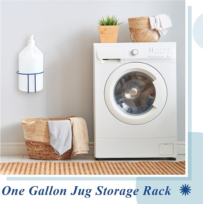 Hicarer 2 Pcs One Gallon Jug Storage Rack Wall Mounted Heavy Duty Steel Wall Rack for 1 Gallon Bottle Round Water Jug Holder with Hardware Hand Sanitizer 6-3/4" W x 5" H x 6-1/2" D (Blue)