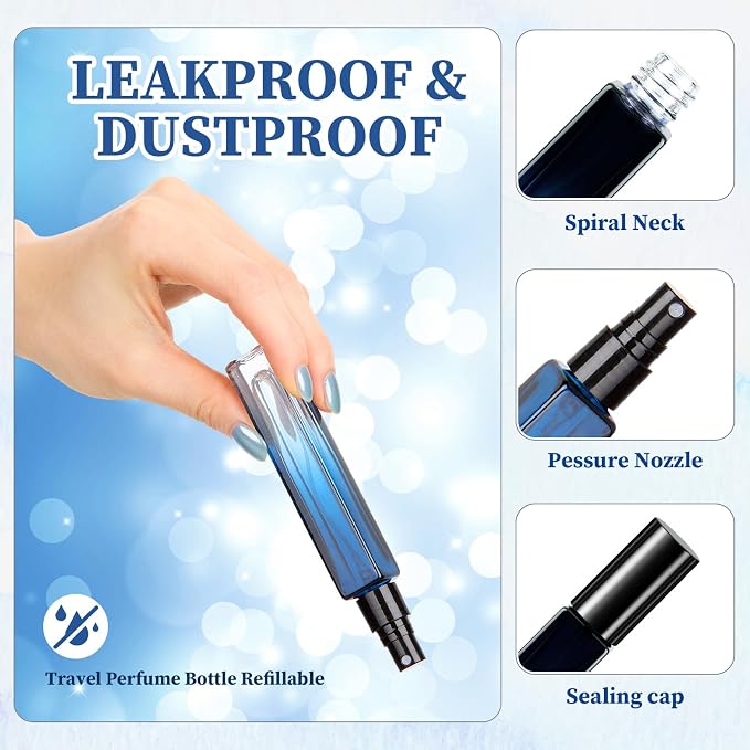 36 Pcs Glass Refillable Perfume Bottle Bulk 10ml Portable Travel Perfume Atomizer Refillable Empty Atomizer Sprayer Small Spray Bottles for Cologne Dispenser(Blue, Blackish Green, Brownish)