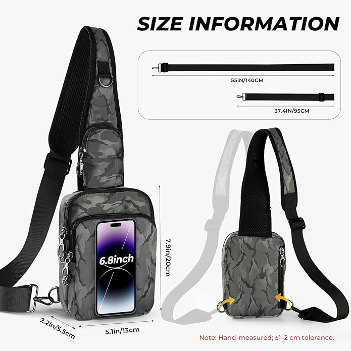 Crossbody Bag Anti Theft Sling Bag for Women Men RFID Blocking, Small Shoulder Chest Bags with Zipper Lock