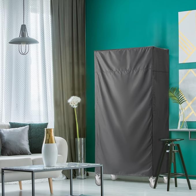 Shelving Cover Storage Shelf Wire Rack Cover,48" W x 18" D x 72" H,Nylon Buckle Design on Both Sides of The Front for Easy Access to Items (No Shelves,Black)